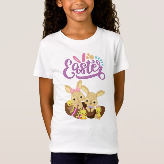 Sweet Bunny Twins & Chicks "Happy Oaster" T-Shirt  (Vorderseite)
