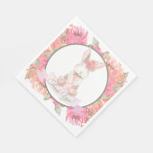 Sweet Bunny Watercolor Blume Kinderdusche Serviette (Ecke)