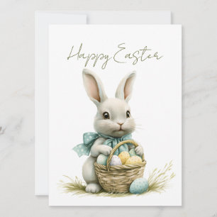 Sweet Bunny Watercolor Blumenoster Feiertagskarte