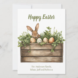 Sweet Bunny Watercolor Pflanze Eier Ostern Feiertagskarte