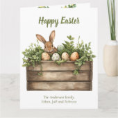 Sweet Bunny Watercolor Pflanze Eier Ostern Karte (Vorderseite)