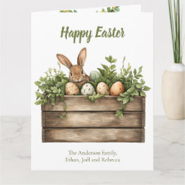 Sweet Bunny Watercolor Pflanze Eier Ostern Karte