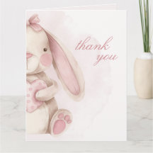 Sweet Bunny Watercolor Pink Baby Shower 