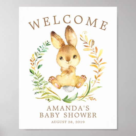 Sweet Bunny Welcome Baby Shower Poster (Vorne)