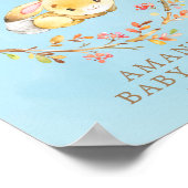 Sweet Bunny Welcome Boys Baby Shower Poster (Ecke)