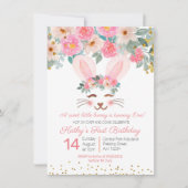 Sweet Bunny zum ersten Geburtstag Einladung Mädche (Vorderseite)