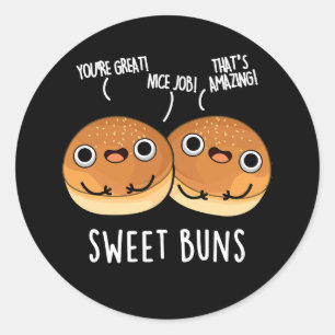 Sweet Buns Funny Baking Puppe Dark BG Runder Aufkleber