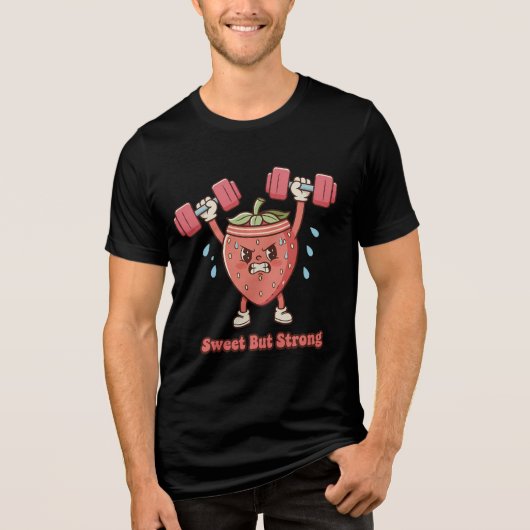 Sweet But Strong – Strawberry Gym Cartoon Tri-Blend Shirt (Vorderseite)
