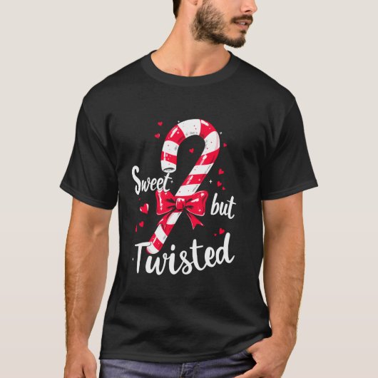 Sweet But Twisted Candy Cane Christmas Xmas Adult  T-Shirt (Vorderseite)