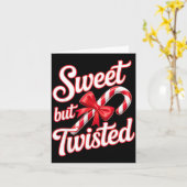 Sweet But Twisted Candy Cane Funny Christmas  Karte (Gelbe Blume)