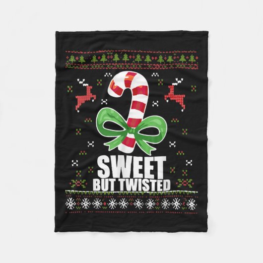 Sweet But Twisted Funny Candy Cane Ugly Christmas Fleecedecke (Vorderseite)