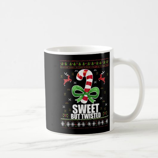 Sweet But Twisted Funny Candy Cane Ugly Christmas Kaffeetasse (Rechts)
