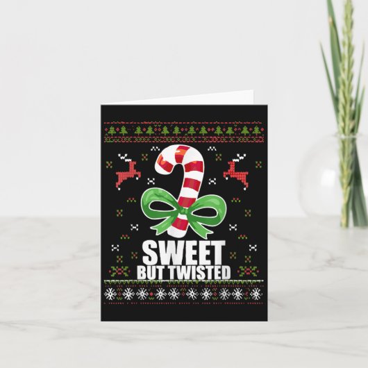 Sweet But Twisted Funny Candy Cane Ugly Christmas  Karte (Vorderseite)