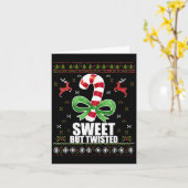Sweet But Twisted Funny Candy Cane Ugly Christmas  Karte (Gelbe Blume)