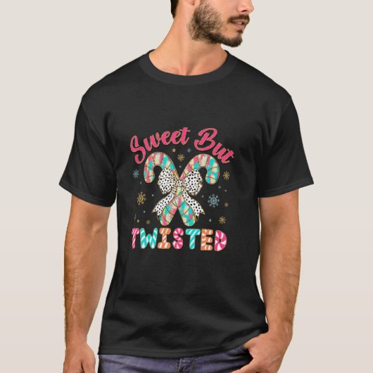 Sweet But Twisted Funny Christmas Candy Cane  T-Shirt (Vorderseite)