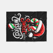 Sweet But Twisted Funny Christmas Candy Cane Xmas Fleecedecke (Vorderseite (Horizontal))