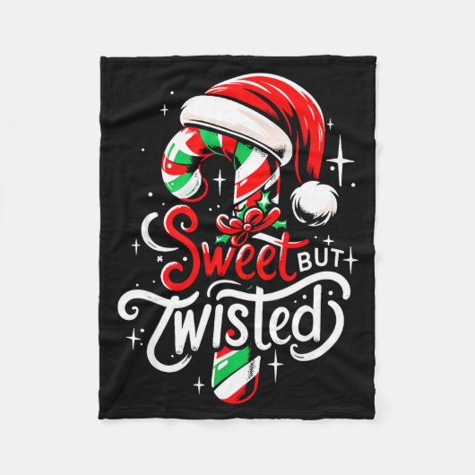 Sweet But Twisted Funny Christmas Candy Cane Xmas Fleecedecke (Vorderseite)