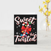 Sweet But Twisted Funny Christmas Candy Cane Xmas  Karte (Gelbe Blume)
