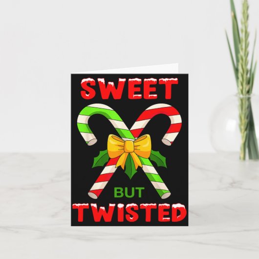 Sweet But Twisted Funny Christmas Candy Cane Xmas  Karte (Vorderseite)