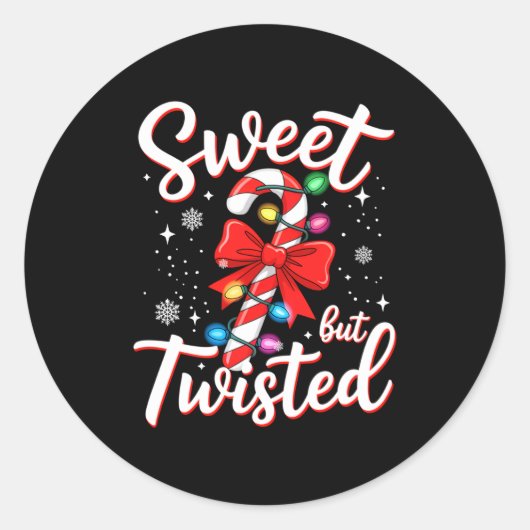 Sweet But Twisted Funny Christmas Candy Cane Xmas Runder Aufkleber (Vorderseite)
