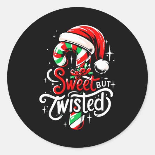 Sweet But Twisted Funny Christmas Candy Cane Xmas Runder Aufkleber (Vorderseite)