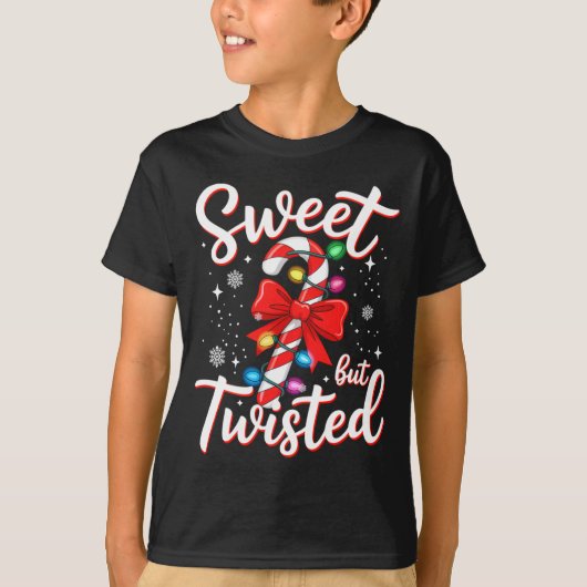 Sweet But Twisted Funny Christmas Candy Cane Xmas  T-Shirt (Vorderseite)