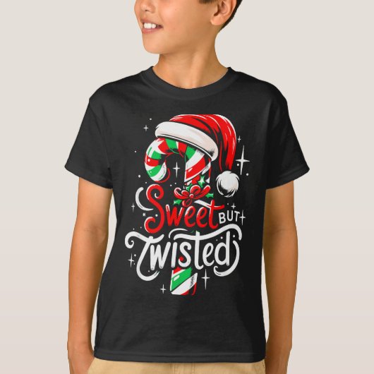 Sweet But Twisted Funny Christmas Candy Cane Xmas T-Shirt (Vorderseite)