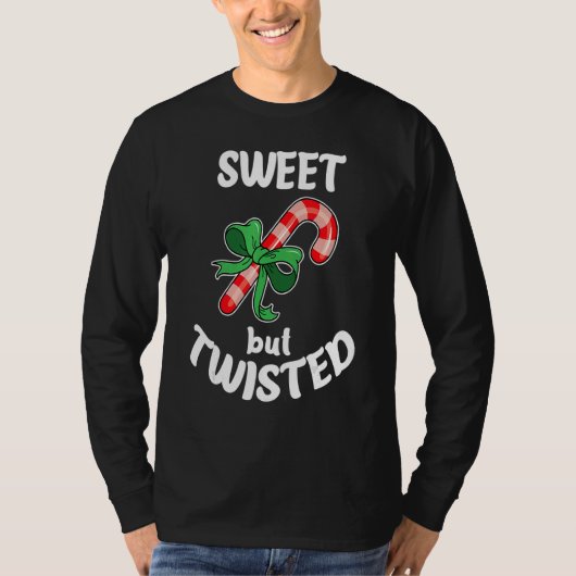 Sweet But Twisted Xmas Christmas Funny Candy Cane  T-Shirt (Vorderseite)