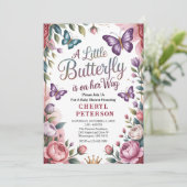 Sweet Butterfly Baby Shower Einladung (Stehend Vorderseite)