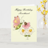 Sweet Butterfly Daughter Geburtstag Karte (Gelbe Blume)