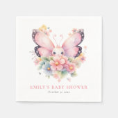 Sweet Butterfly und Florals Pink Baby Dusche Serviette (Vorderseite)