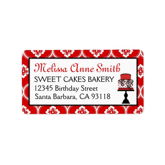 Sweet Cake Address Label Red Adressaufkleber (Vorne)