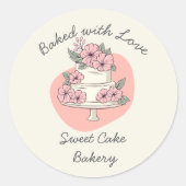 Sweet Cake Bakery Baked with love Runder Aufkleber (Vorderseite)