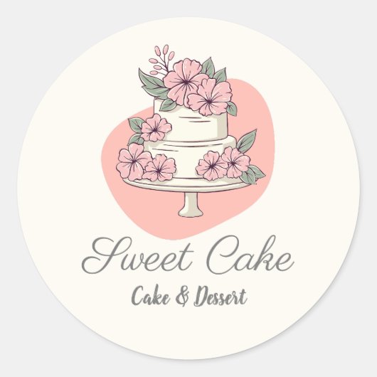 Sweet Cake Bakery Cake & Dessert Logo Runder Aufkleber (Vorderseite)