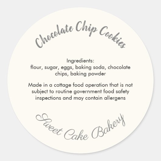 Sweet Cake Bakery Chocolate Cookie Ingridients Runder Aufkleber (Vorderseite)