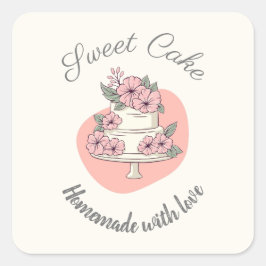 Sweet Cake Bakery Logo Quadratischer Aufkleber