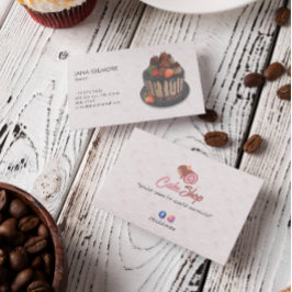 Sweet Cake Business | Eleganter Cheery Cake Visitenkarte
