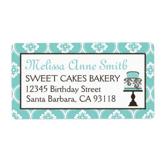 Sweet Cake Business Shipping Label Turq (Vorne)