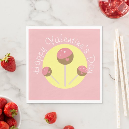 Sweet Cake Pop Valentines Pink Serviette (Beispiel)