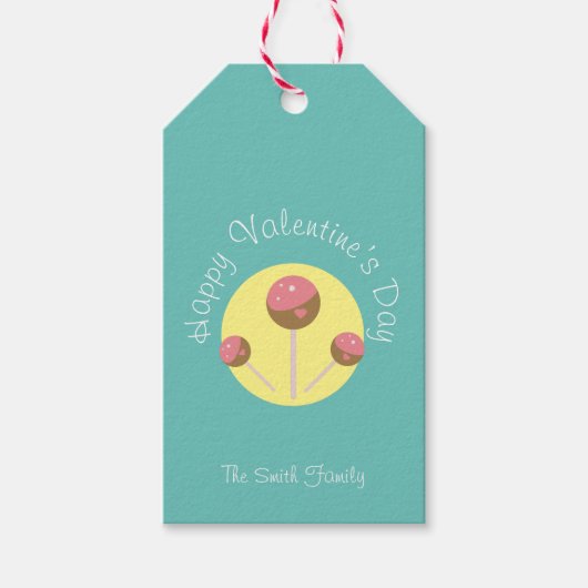 Sweet Cake Pop Valentines Rosa Aquamarin Geschenkanhänger (Vorderseite)