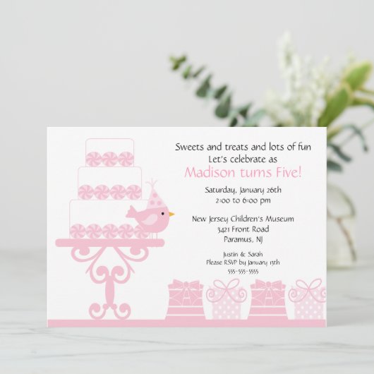 Sweet Cake zum Geburtstag Einladung (Stehend Vorderseite)