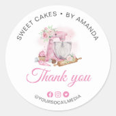 Sweet Cakes Pink Danke Runder Aufkleber (Vorderseite)