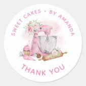 Sweet Cakes Pink Danke Runder Aufkleber (Vorderseite)