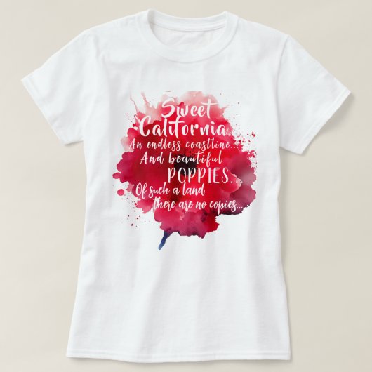 Sweet California Red Poppy Romantic Patriotic T-Shirt (Design vorne)