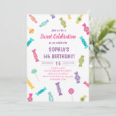 Sweet Candies Birthday Party Einladung (Stehend Vorderseite)