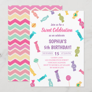 Sweet Candies Birthday Party Einladung