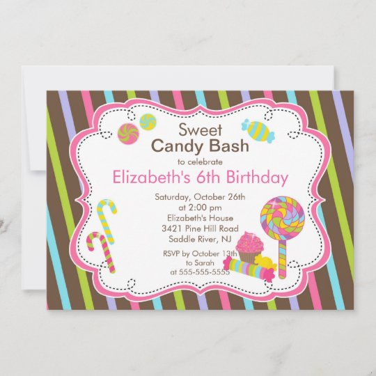 Sweet Candy Bash Girl Zum Geburtstag Einladung Zazzle De