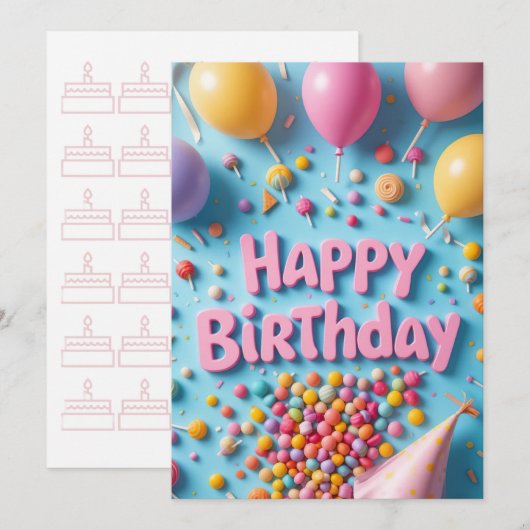 Sweet Candy Birthday Card (Vorne/Hinten)