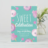 Sweet Candy Birthday Donut Pink Girls Party (Stehend Vorderseite)