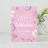 Sweet Candy Birthday Donut Pink Girls Party (Stehend Vorderseite)